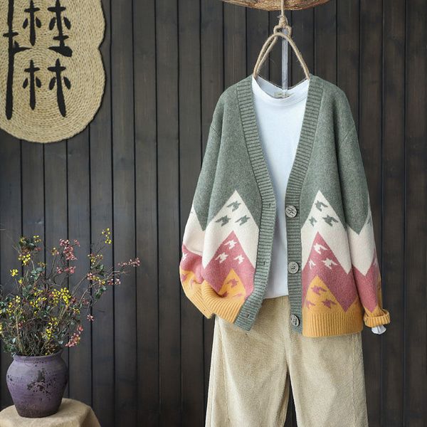 women's sweaters stitching color knitted cardigan spring autumn jacquard casual women coats v-neck female loose kqfd, White;black
women's sweaters stitching color knitted cardigan spring autumn jacquard casual women coats v-neck female loose kqfd, White;black