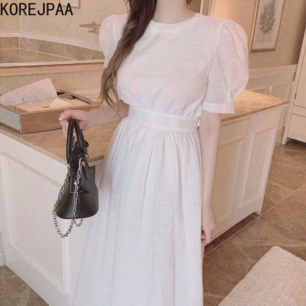 korejpaa women dress summer korean chic sweet age-reducing round neck lace-up cutout open back waist puff sleeve vestidos 210526, Black;gray
korejpaa women dress summer korean chic sweet age-reducing round neck lace-up cutout open back waist puff sleeve vestidos 210526, Black;gray