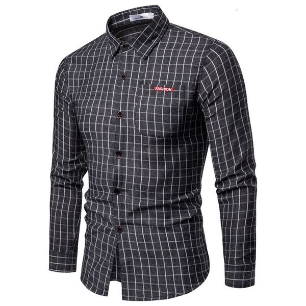 herfst mode business leisure plaid printing long mouwen streetwear shirt men blouse camisa femenina, White;black 
herfst mode business leisure plaid printing long mouwen streetwear shirt men blouse camisa femenina, White;black