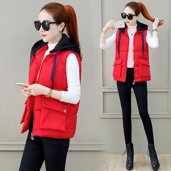 women's vests 2021 cotton down vest women hooded female autumn winter chaleco mujer warm jacket outerwear pocket waistcoat coat, Black;white
women's vests 2021 cotton down vest women hooded female autumn winter chaleco mujer warm jacket outerwear pocket waistcoat coat, Black;white