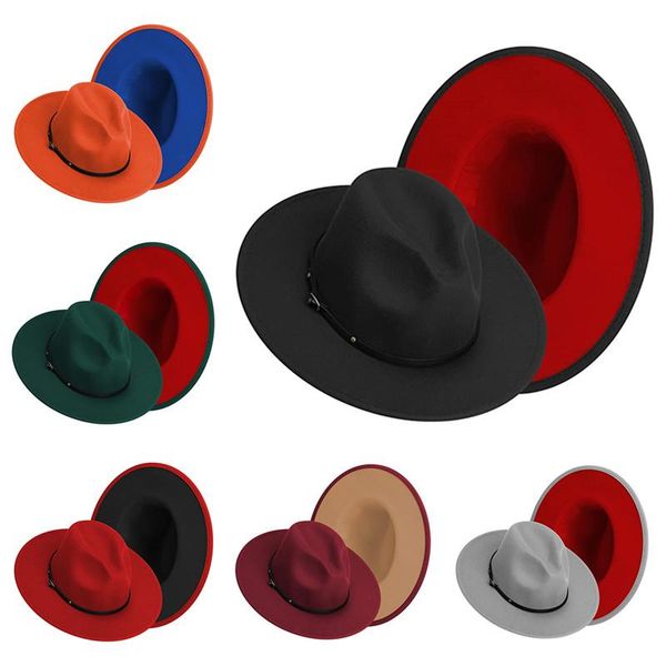 wide brim hats fedora for women men two tone felt hat with belt buckle panama, Blue;gray
wide brim hats fedora for women men two tone felt hat with belt buckle panama, Blue;gray