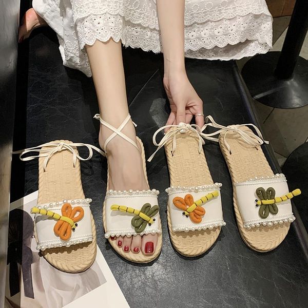 sandals lace-up flats women fashion mixed colors dragonfly pearl cross-strap lady shoes casual flip flops sandalias mujer slides, Black
sandals lace-up flats women fashion mixed colors dragonfly pearl cross-strap lady shoes casual flip flops sandalias mujer slides, Black