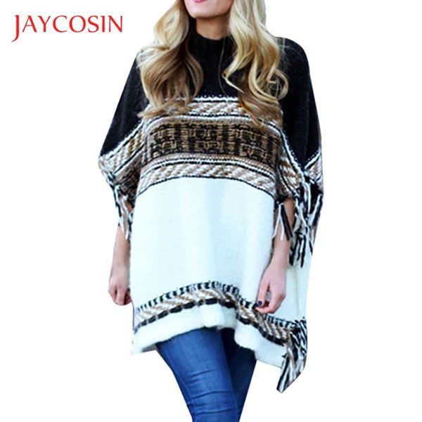 women's sweaters jaycosin sweater women stripe color block tassel knitted cloak winter long sleeve batwing pull femme 8, White;black
women's sweaters jaycosin sweater women stripe color block tassel knitted cloak winter long sleeve batwing pull femme 8, White;black