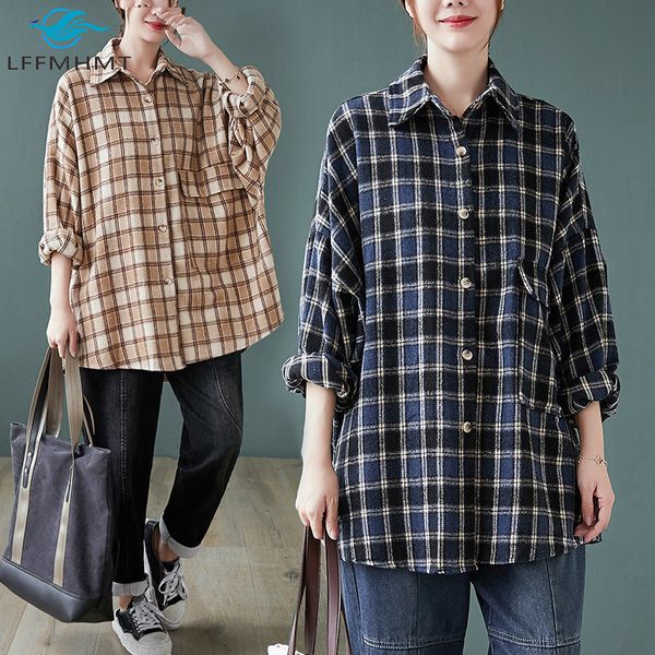 2021 new spring fall long sleeve large size shirt for women vintage plaid button up lapel blouse office lady korea style casual 22w2, White
2021 new spring fall long sleeve large size shirt for women vintage plaid button up lapel blouse office lady korea style casual 22w2, White
