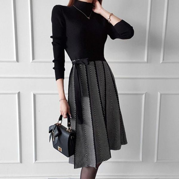 casual dresses autumn winter knitted stretch sweater dress women elegant lace-up a-line simple ol splicing, Black;gray
casual dresses autumn winter knitted stretch sweater dress women elegant lace-up a-line simple ol splicing, Black;gray