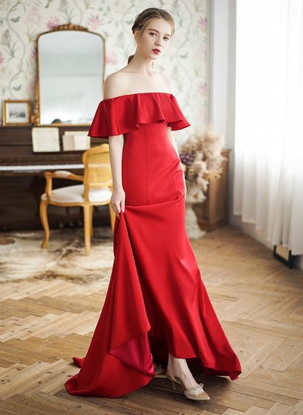 2021 new burgundy evening es off the shoulder satin mermaid elegant long prom party gown vestido de festa curto f85e, Black;red
2021 new burgundy evening es off the shoulder satin mermaid elegant long prom party gown vestido de festa curto f85e, Black;red