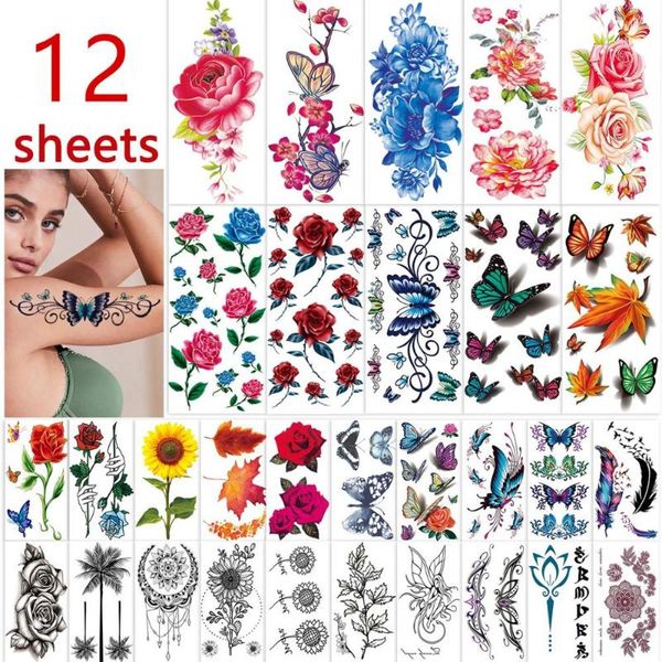 temporary tattoos 12pcs flowers stickers lotus rose and multi-colored mixed style body art for women,girls
temporary tattoos 12pcs flowers stickers lotus rose and multi-colored mixed style body art for women,girls
