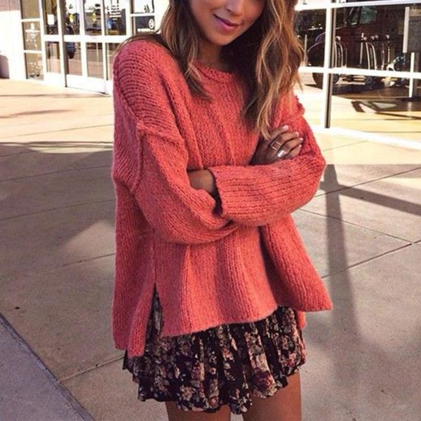 women's sweaters 2021 autumn knitwear brick red long sleeve split reverse needle sweater for women pullover sueter mujer wn*, White;black
women's sweaters 2021 autumn knitwear brick red long sleeve split reverse needle sweater for women pullover sueter mujer wn*, White;black