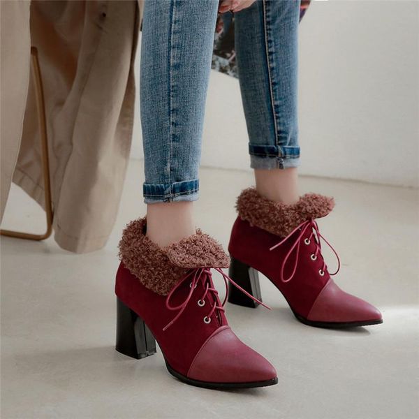 boots autumn winter high heels womens female black wine red brown fur design ankle lace up footwear shoes woman
boots autumn winter high heels womens female black wine red brown fur design ankle lace up footwear shoes woman