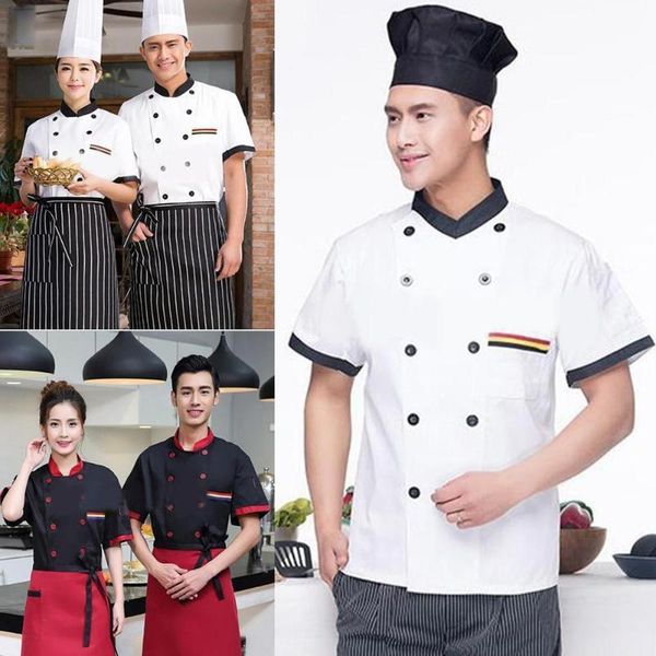 short sleeves chef jacket coat stand collar couple kitchen l cook work apron for kitchen baking accessories
short sleeves chef jacket coat stand collar couple kitchen l cook work apron for kitchen baking accessories