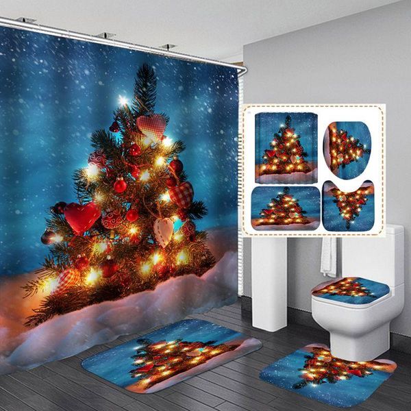 christmas bathroom decor sets bath rug u-shaped area mat toilet seat cover shower curtain with hanging hooks home textile
christmas bathroom decor sets bath rug u-shaped area mat toilet seat cover shower curtain with hanging hooks home textile