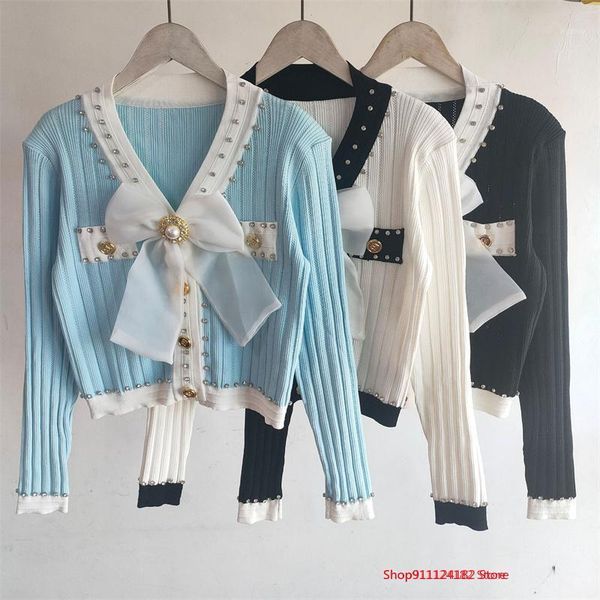 women's knits & tees college style 2021 early autumn v-neck diamond bow long-sleeved slim short knitted cardigan, White
women's knits & tees college style 2021 early autumn v-neck diamond bow long-sleeved slim short knitted cardigan, White