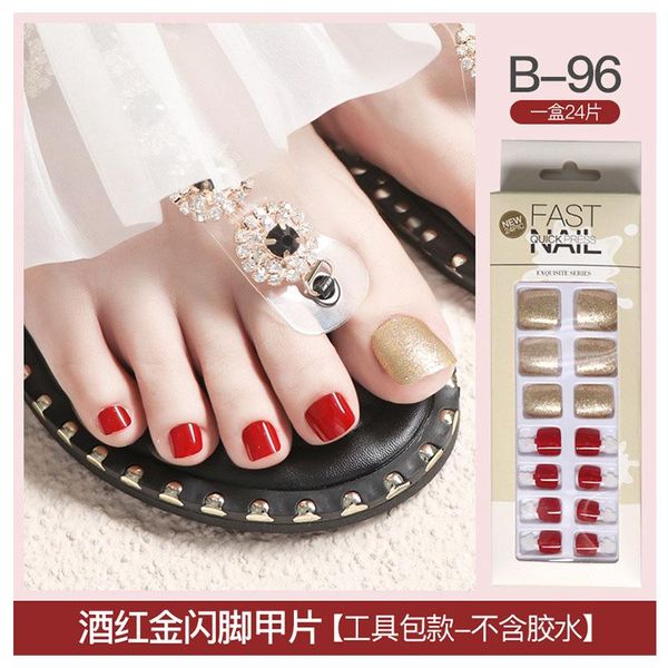 false nails 24 pieces of toe nail stickers,wearable stickers, color glitter fake nails, a must-have artifact for girls in summer, Red;gold
false nails 24 pieces of toe nail stickers,wearable stickers, color glitter fake nails, a must-have artifact for girls in summer, Red;gold
