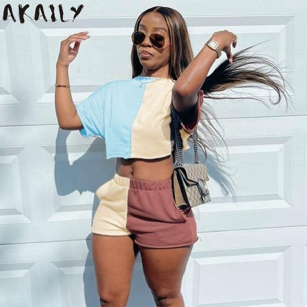 women's tracksuits akaily summer patchwork panelled 2 two piece sets womens outfits loose o neck short sleeve crop shorts set female st, Gray
women's tracksuits akaily summer patchwork panelled 2 two piece sets womens outfits loose o neck short sleeve crop shorts set female st, Gray