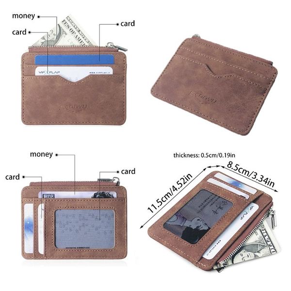 card holders men's wallet short matte leather retro multi-card frosted fabric holder money minimalist purse drop, Brown;gray
card holders men's wallet short matte leather retro multi-card frosted fabric holder money minimalist purse drop, Brown;gray