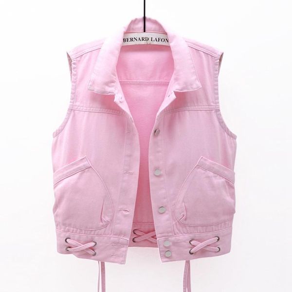 women's vests women denim vest jacket 2021 fashion summer sleeveless pocket pink white outerwear short female casual jeans waistcoats, Black;white
women's vests women denim vest jacket 2021 fashion summer sleeveless pocket pink white outerwear short female casual jeans waistcoats, Black;white