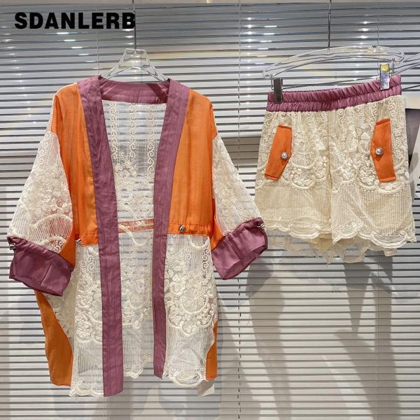 women's tracksuits 2021 summer ethnic style lace crocheted splicing coat half sleeve shirt cardigan elastic waist shorts women two piec, Gray
women's tracksuits 2021 summer ethnic style lace crocheted splicing coat half sleeve shirt cardigan elastic waist shorts women two piec, Gray