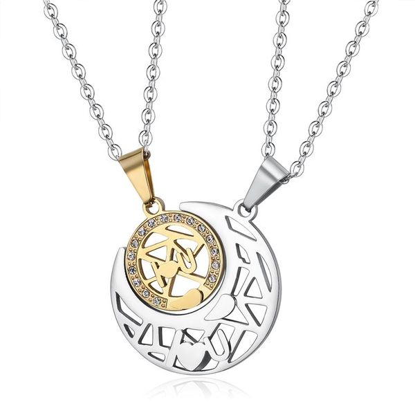 pendant necklaces stainless steel hollow out round chain necklace creative 2-piece set puzzle moon shaped exquisite zircon jewelry gift, Silver
pendant necklaces stainless steel hollow out round chain necklace creative 2-piece set puzzle moon shaped exquisite zircon jewelry gift, Silver