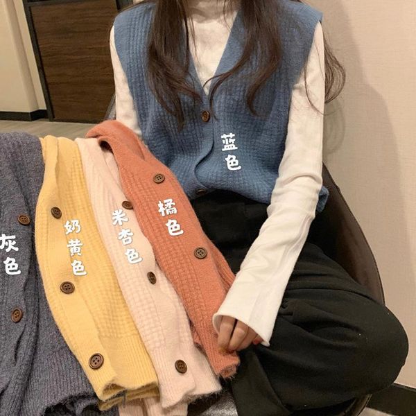 women's sweaters japanese 2021 autumn knitted sweater vest loose college lazy style pullover net red sleeveless wear, White;black
women's sweaters japanese 2021 autumn knitted sweater vest loose college lazy style pullover net red sleeveless wear, White;black