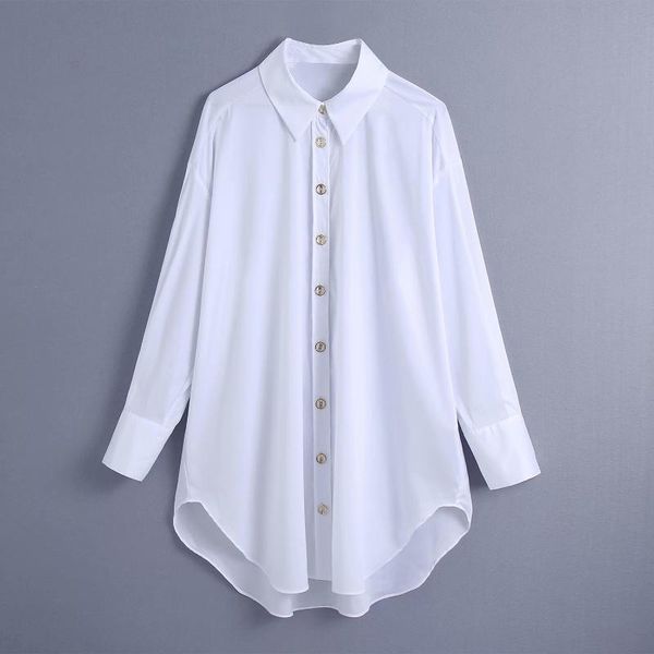 women's blouses & shirts 2021 women blouse solid button turn-down collar long sleeve oversize shirt chic lady fashion casual clothes, White
women's blouses & shirts 2021 women blouse solid button turn-down collar long sleeve oversize shirt chic lady fashion casual clothes, White
