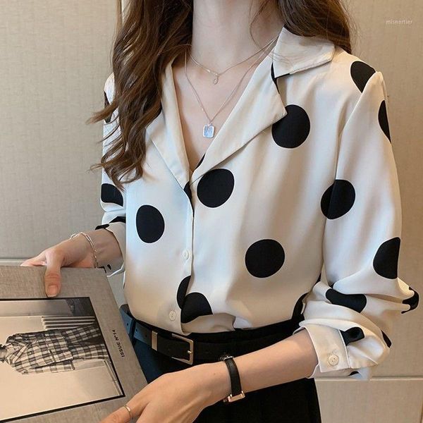 fashion polka dot print chiffon shirt women plus size 4xl korean long sleeve chic blouses spring elegant loose streetwear, White
fashion polka dot print chiffon shirt women plus size 4xl korean long sleeve chic blouses spring elegant loose streetwear, White