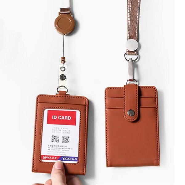 card holders retractable badge holder staff work with lanyard id name business cover pu leather bus pass sleeve wallet, Brown;gray
card holders retractable badge holder staff work with lanyard id name business cover pu leather bus pass sleeve wallet, Brown;gray
