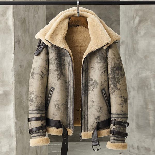 men's leather & faux shearling jacket mens b3 bomber short winter coats fur vintage khaki gray, Black
men's leather & faux shearling jacket mens b3 bomber short winter coats fur vintage khaki gray, Black