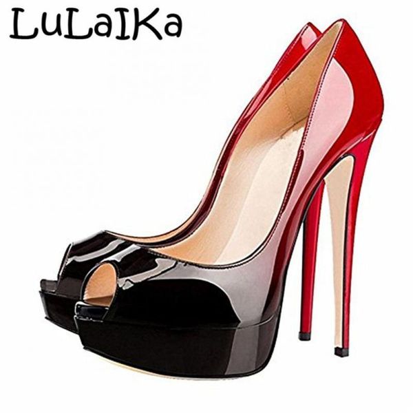 dress shoes 2021 ladies summer fashion gradient patent leather platform sandals party shallow mouth fish open toe high heels, Black
dress shoes 2021 ladies summer fashion gradient patent leather platform sandals party shallow mouth fish open toe high heels, Black