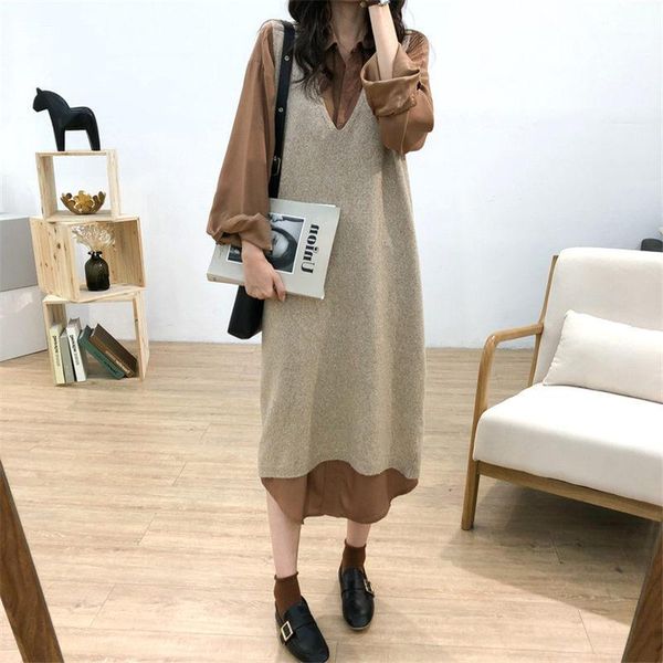 loose lazy v-neck knit vest female korean simple large size casual long paragraph sleeveless sweater bottoming dress blusa f24491, White;black
loose lazy v-neck knit vest female korean simple large size casual long paragraph sleeveless sweater bottoming dress blusa f24491, White;black