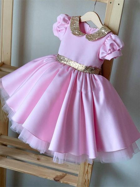 girl's dresses infant dress pink satin gold sequins princess first birthday kids clothes pography, Red;yellow
girl's dresses infant dress pink satin gold sequins princess first birthday kids clothes pography, Red;yellow