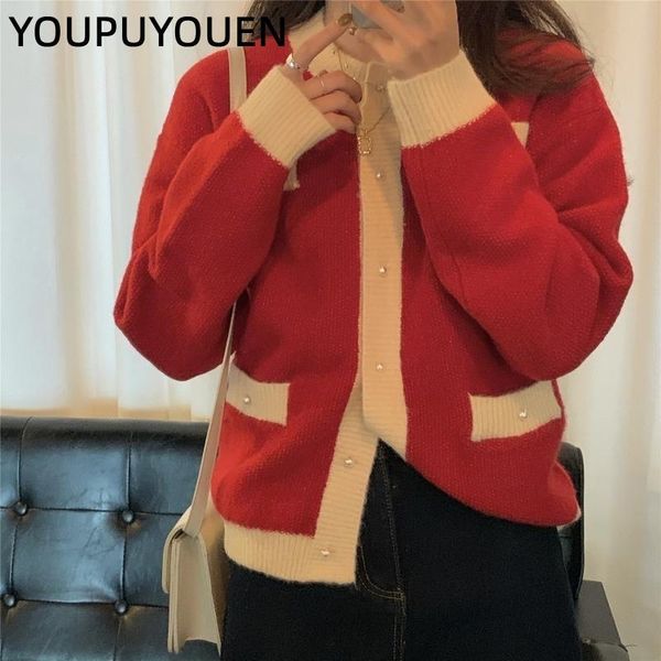 spring red knit cardigan women's loose contrasting color jacket long sleeve fashion casual sweater knitwear coat korean, White
spring red knit cardigan women's loose contrasting color jacket long sleeve fashion casual sweater knitwear coat korean, White