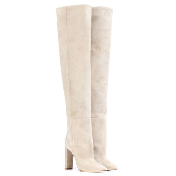 large women's beige suede pointed size high heel high heel over knee boots autumn and winter boots, Black
large women's beige suede pointed size high heel high heel over knee boots autumn and winter boots, Black