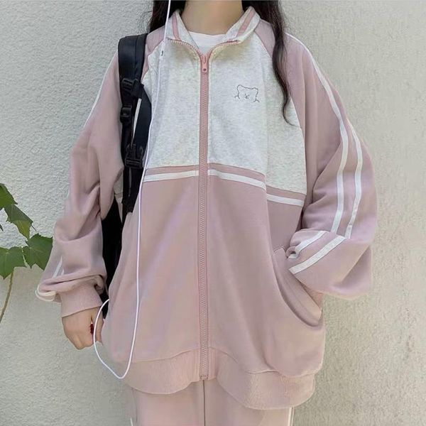 women's jackets kawaii zipper jacket japanese preppy style sweet and cute pink outerwear winter ulzzang harajuku loose sports clothes v, Black;brown
women's jackets kawaii zipper jacket japanese preppy style sweet and cute pink outerwear winter ulzzang harajuku loose sports clothes v, Black;brown