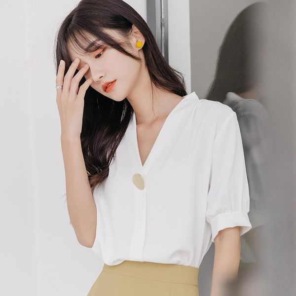 women's blouses & shirts womens loose v-neck shirt summer ladies short sleeve professional, White
women's blouses & shirts womens loose v-neck shirt summer ladies short sleeve professional, White