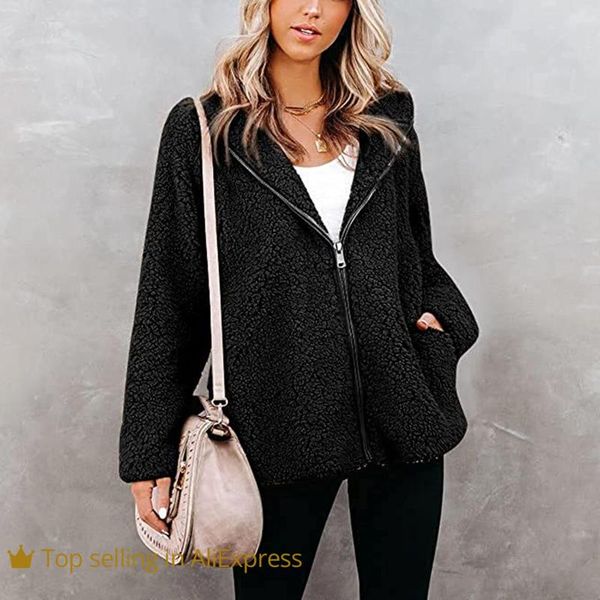 women's hoodies & sweatshirts women hoodie fleece sherpa jacket long sleeve lapel zip up outwear faux shearling shaggy oversized coat w, Black
women's hoodies & sweatshirts women hoodie fleece sherpa jacket long sleeve lapel zip up outwear faux shearling shaggy oversized coat w, Black