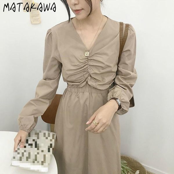 casual dresses matakawa korean chic autumn a-line robe french temperament v-neck folds women's dress slim waist puff sleeve long women, Black;gray
casual dresses matakawa korean chic autumn a-line robe french temperament v-neck folds women's dress slim waist puff sleeve long women, Black;gray