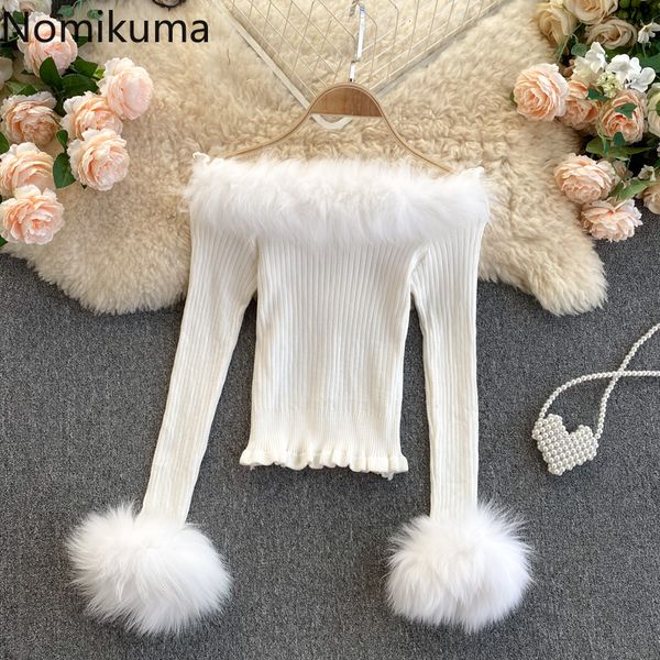 nomikuam slim short women sweater korean fur patchwork slash neck strapless knitted new long sleeve knitwear 6d696 210218, White;black
nomikuam slim short women sweater korean fur patchwork slash neck strapless knitted new long sleeve knitwear 6d696 210218, White;black