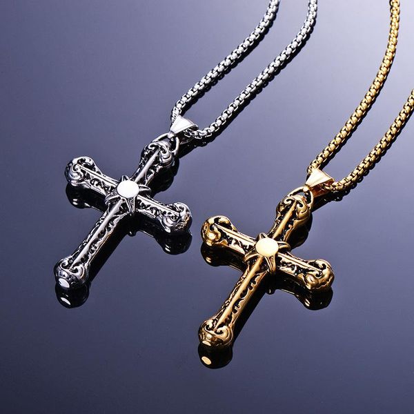 pendant necklaces classic mens cross necklace stainless steel link chain statement jewelry prayer friend male gift, Silver
pendant necklaces classic mens cross necklace stainless steel link chain statement jewelry prayer friend male gift, Silver