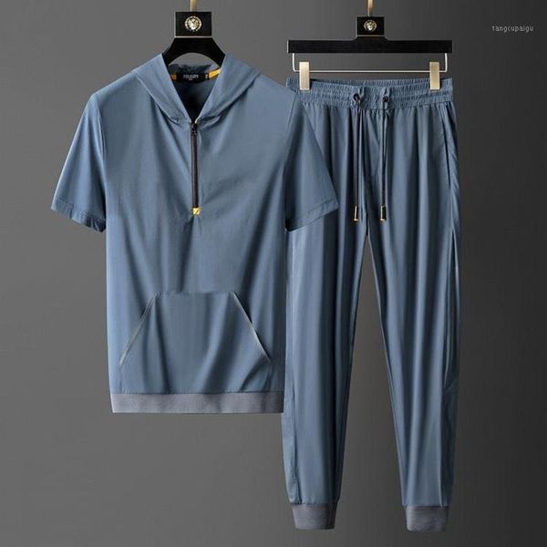 men's tracksuits summer short sleeve lapel shirt casual sports suit slim straight two-piece, Gray
men's tracksuits summer short sleeve lapel shirt casual sports suit slim straight two-piece, Gray