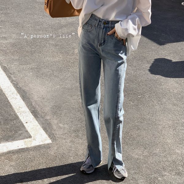 jeans women's loose straight high waist slim trousers 2021 spring new wild split wide leg pants fpb0, Blue
jeans women's loose straight high waist slim trousers 2021 spring new wild split wide leg pants fpb0, Blue
