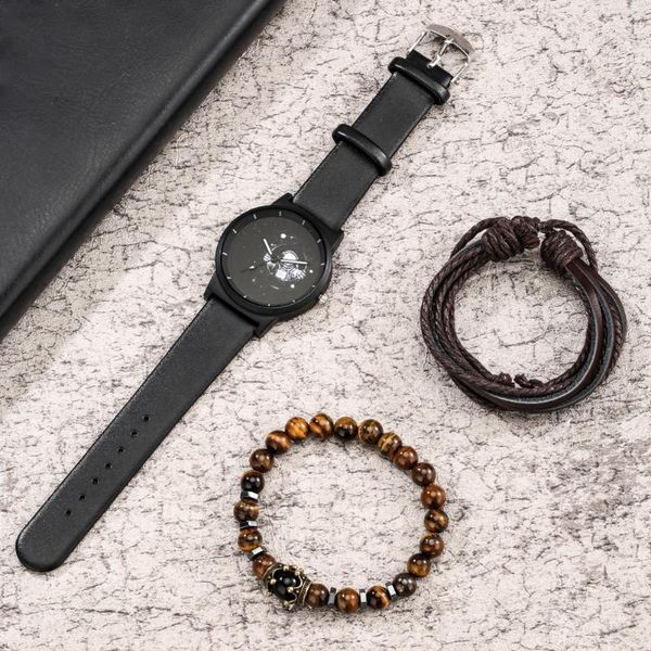 wristwatches astronaut series watch set gifts for husband quartz minimalist dial men leather band mens elastic bracelets, Slivery;brown
wristwatches astronaut series watch set gifts for husband quartz minimalist dial men leather band mens elastic bracelets, Slivery;brown