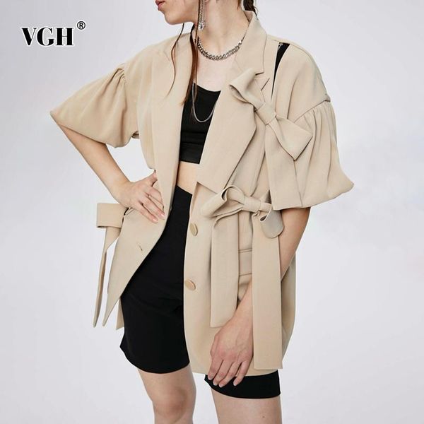 women's suits & blazers vgh korean khaki patchwork bowknot female blazer outfit notched short sleeve loose casual jacket 2021 spring fa, White;black
women's suits & blazers vgh korean khaki patchwork bowknot female blazer outfit notched short sleeve loose casual jacket 2021 spring fa, White;black