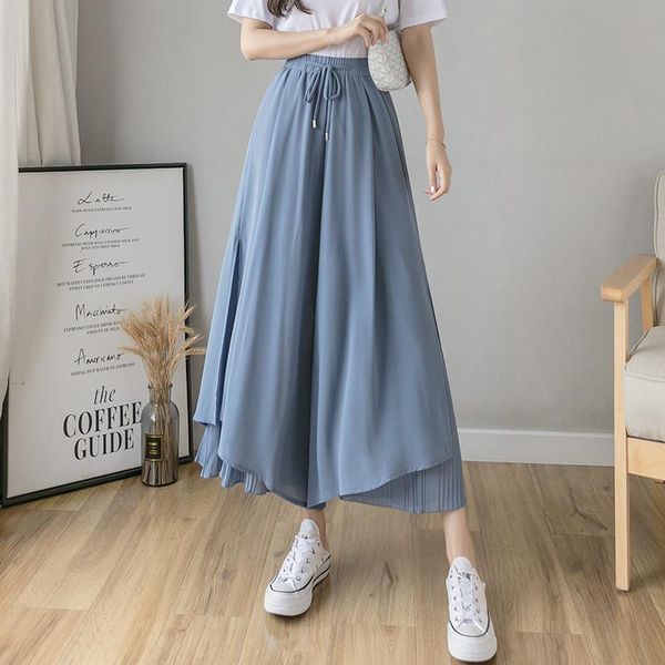 women's pants & capris casual solid color wide leg elastic high-waist pleated loose flowing summer female chiffon trousers, Black;white
women's pants & capris casual solid color wide leg elastic high-waist pleated loose flowing summer female chiffon trousers, Black;white