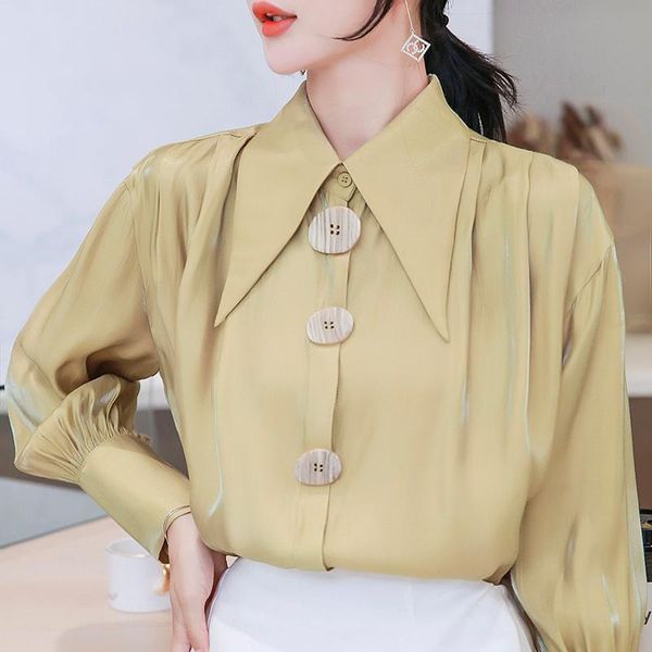 women's blouses & shirts office ladies elegant and fashionable pointed collar shirt 2021 autumn retro solid color shiny loose simple ch, White
women's blouses & shirts office ladies elegant and fashionable pointed collar shirt 2021 autumn retro solid color shiny loose simple ch, White