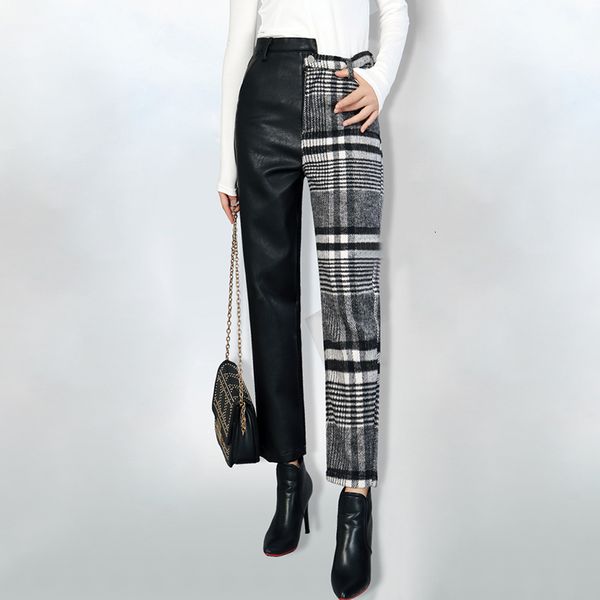 patchwork pu plaid trousers for women high waist hit colors asymmetrical patchwork autumn winter pants female tide, Black;white
patchwork pu plaid trousers for women high waist hit colors asymmetrical patchwork autumn winter pants female tide, Black;white