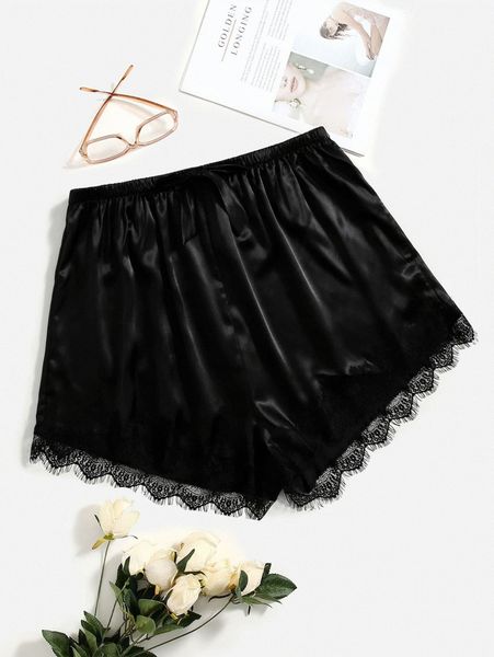 plus satin contrast lace sleep shorts f6sy#, Black;white
plus satin contrast lace sleep shorts f6sy#, Black;white