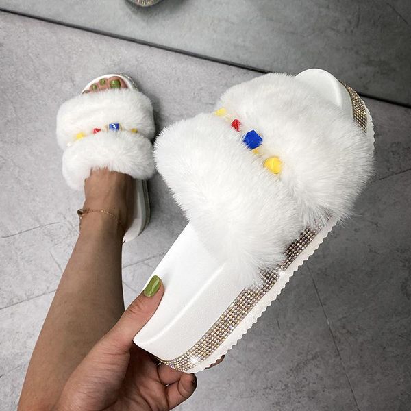 colorful rhinestone furry faux fur slides platform sandals women white cute plush embellished diamante glitter modish slippers, Black
colorful rhinestone furry faux fur slides platform sandals women white cute plush embellished diamante glitter modish slippers, Black