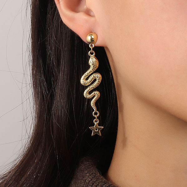 ez3371 fashion accessories: metal with exaggerated curved snake five pointed star earrings, Silver
ez3371 fashion accessories: metal with exaggerated curved snake five pointed star earrings, Silver