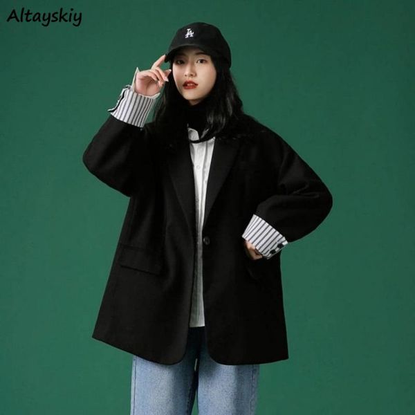women's suits & blazers women patchwork notched designers vintage students loose casual clothing streetwear chic female, White;black
women's suits & blazers women patchwork notched designers vintage students loose casual clothing streetwear chic female, White;black