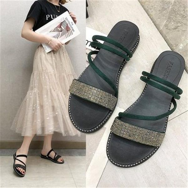 sandals summer crystal women's 2021 fashion flat 2 colors slippers solid color leisure shoes for female, Black
sandals summer crystal women's 2021 fashion flat 2 colors slippers solid color leisure shoes for female, Black